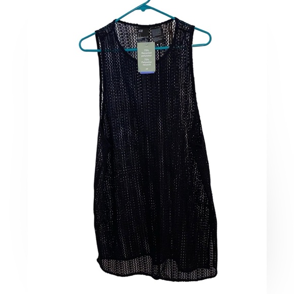 H&M New Black Sleeveless swimsuit cover up Dress resort-wear vacation - Picture 1 of 4